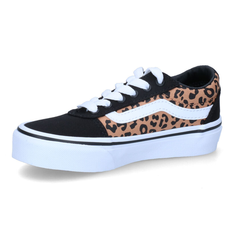 Vans Ward Cheetah Baskets en Noir en textile (303048)