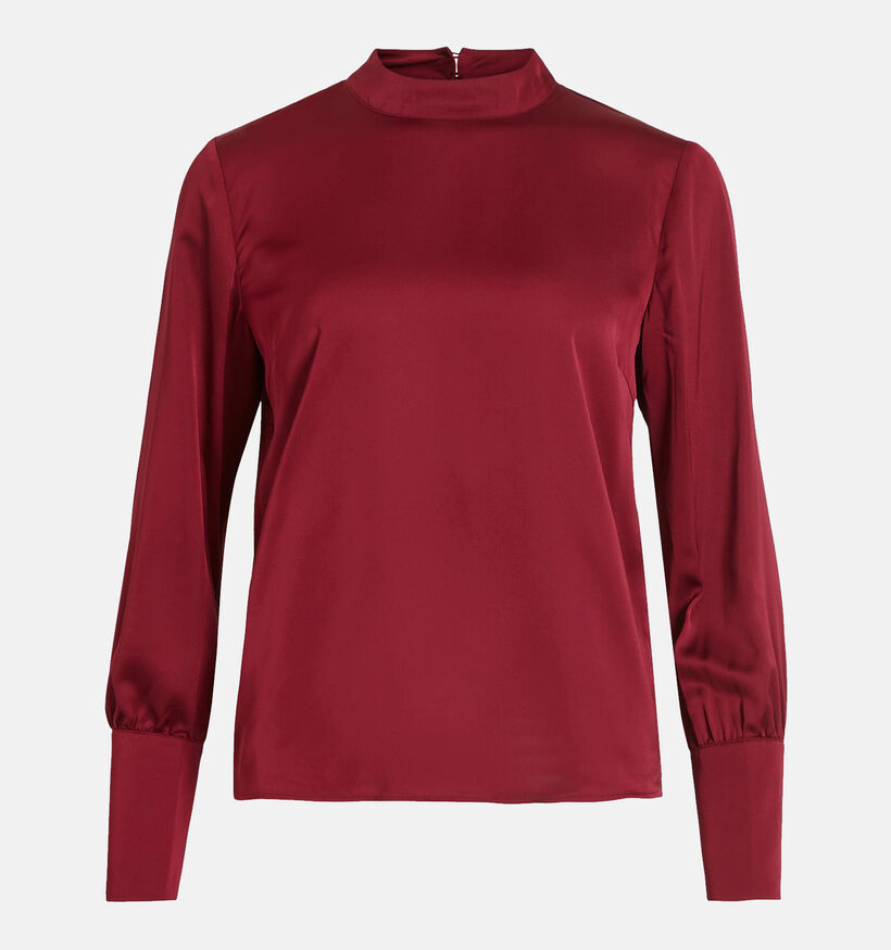 Vila Ellette Highneck Blouse satin en Rouge pour femmes (328881)