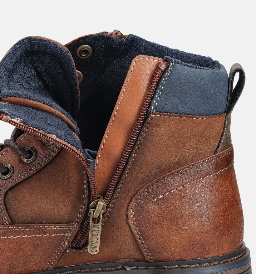 Mustang Cognac Boots met Veters en Rits voor heren (378979)