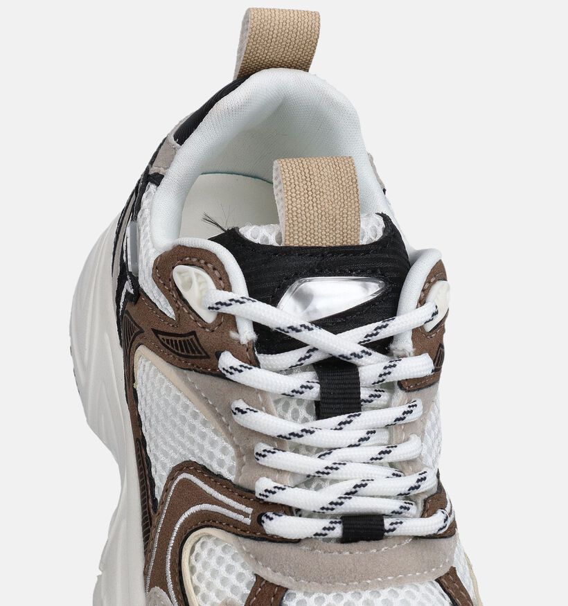 Posh by Poelman Witte/Bruine Sneakers voor jongens, meisjes (372279) - geschikt voor steunzolen