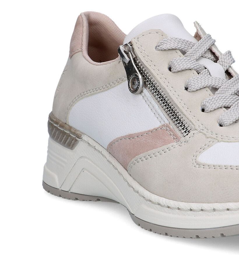 Rieker Beige Veterschoenen voor dames (320226) - geschikt voor steunzolen