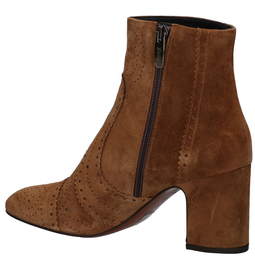 Zinda Bottillons à talons en Vert kaki en nubuck (283722)