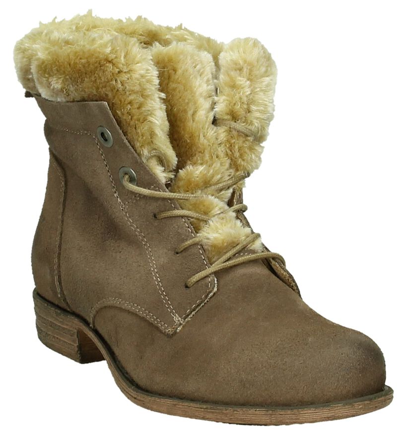 Post Xchange Taupe Bottines met Pelsje in faux fur (196065)