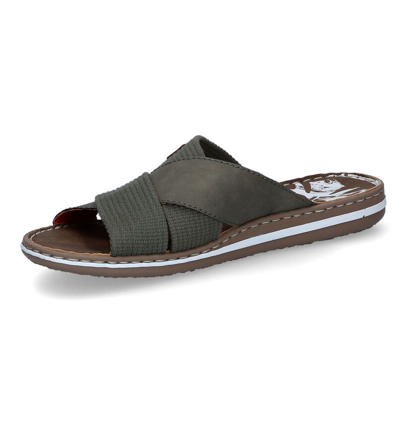 Rieker Nu-pieds casual en Vert kaki pour hommes (354819)