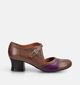 Miz Mooz Franki Bruine/Paarse Enkelpumps voor dames (381364)