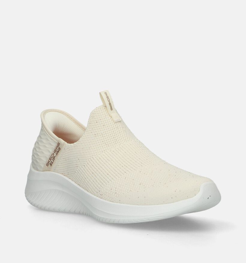 Skechers Slip-ins Ultra Flex 3.0 Shiny Night Witte Slip-on Sneakers voor dames (335202) - geschikt voor steunzolen