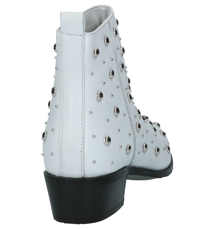 Witte Bronx Enkellaarsjes met Studs in leer (222458)