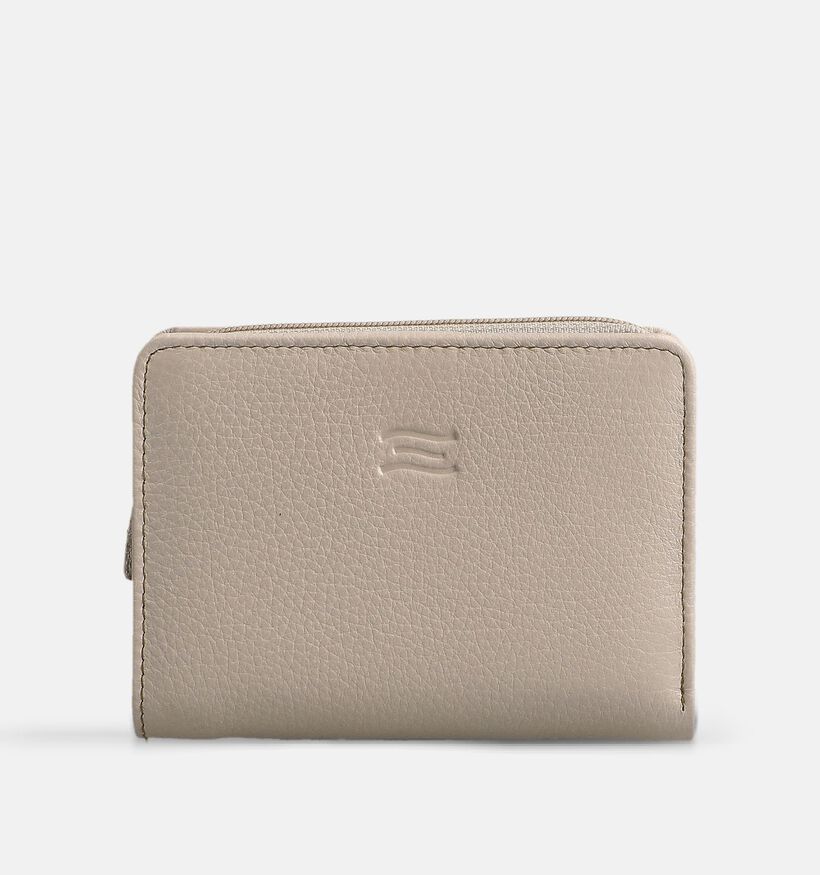 Crinkles Porte-monnaie zipp&eacute; en Beige pour femmes (373845)