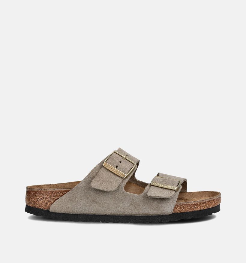 Birkenstock Arizona Suede Nu-pieds en Taupe pour femmes (360256)