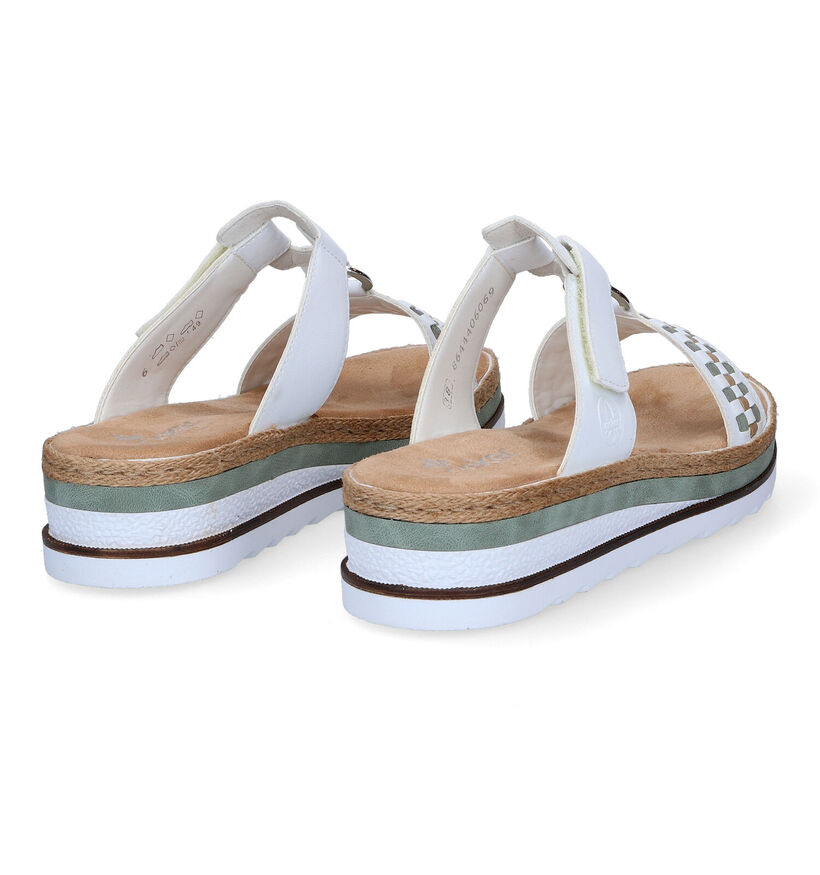 Rieker Nu-pieds compens&eacute;es en Blanc en simili cuir (307166)