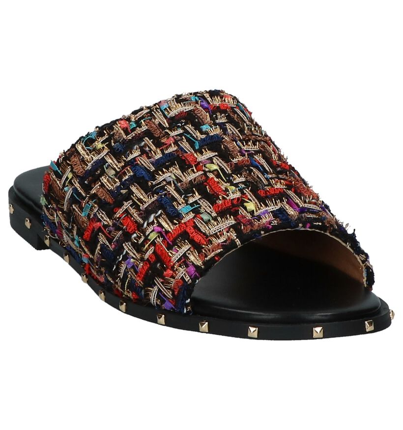 Vanessa Wu Multicolor Slippers met Studs, , pdp