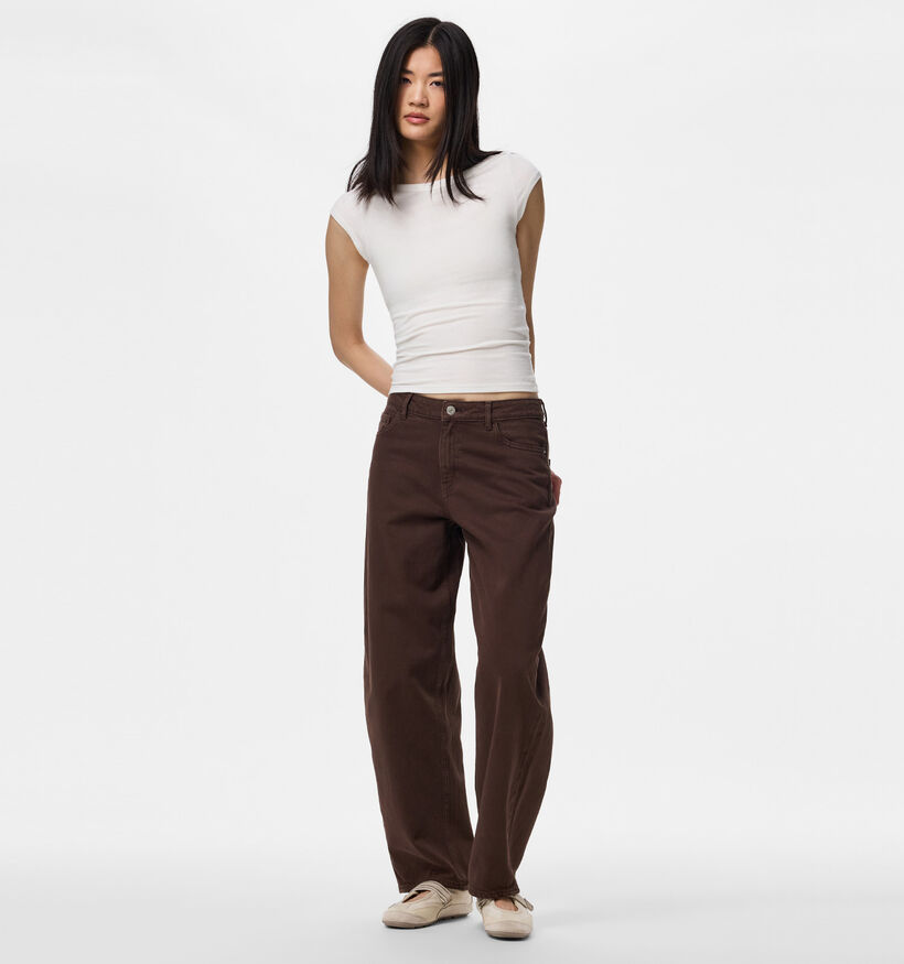 Pieces Grace Donkerbruine Straight Leg Jeans voor dames (378349)