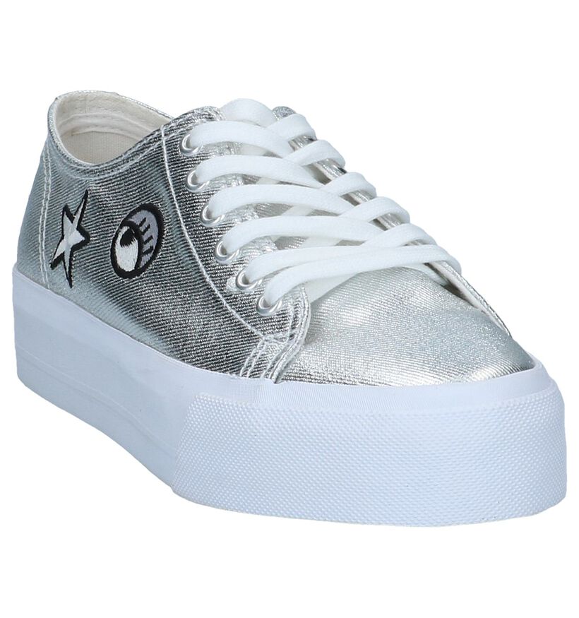 Zilveren Sneakers met patches Hampton Bays in stof (192037)