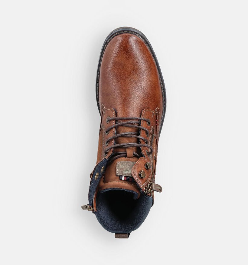 Mustang Cognac Boots met Veters en Rits voor heren (378979)