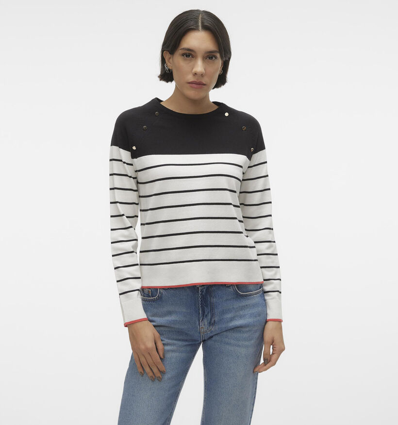 Vero Moda Alma Pull rayé en Blanc pour femmes (335319)