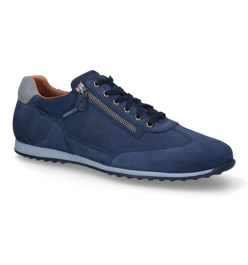 Mephisto Leon Nomad Blauwe Veterschoenen voor heren (355169) - geschikt voor steunzolen