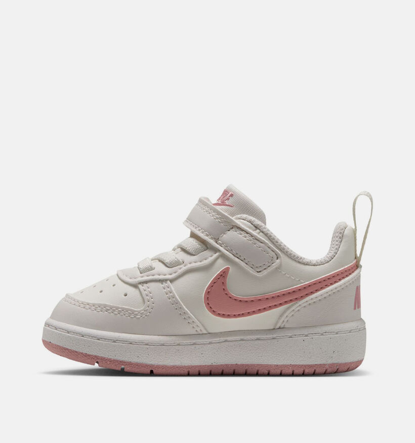 Nike Court Borough Low Baskets en Ecru/Rose pour filles (381058)