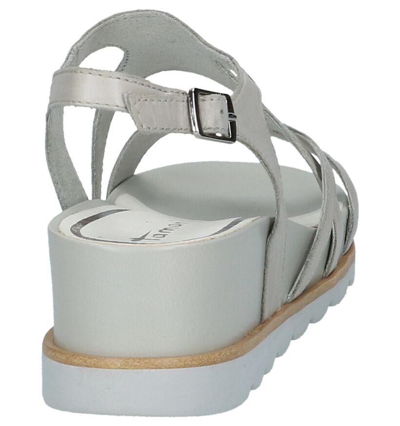 Lichtgrijze Sandalen met Sleehak Tamaris in leer (214375)