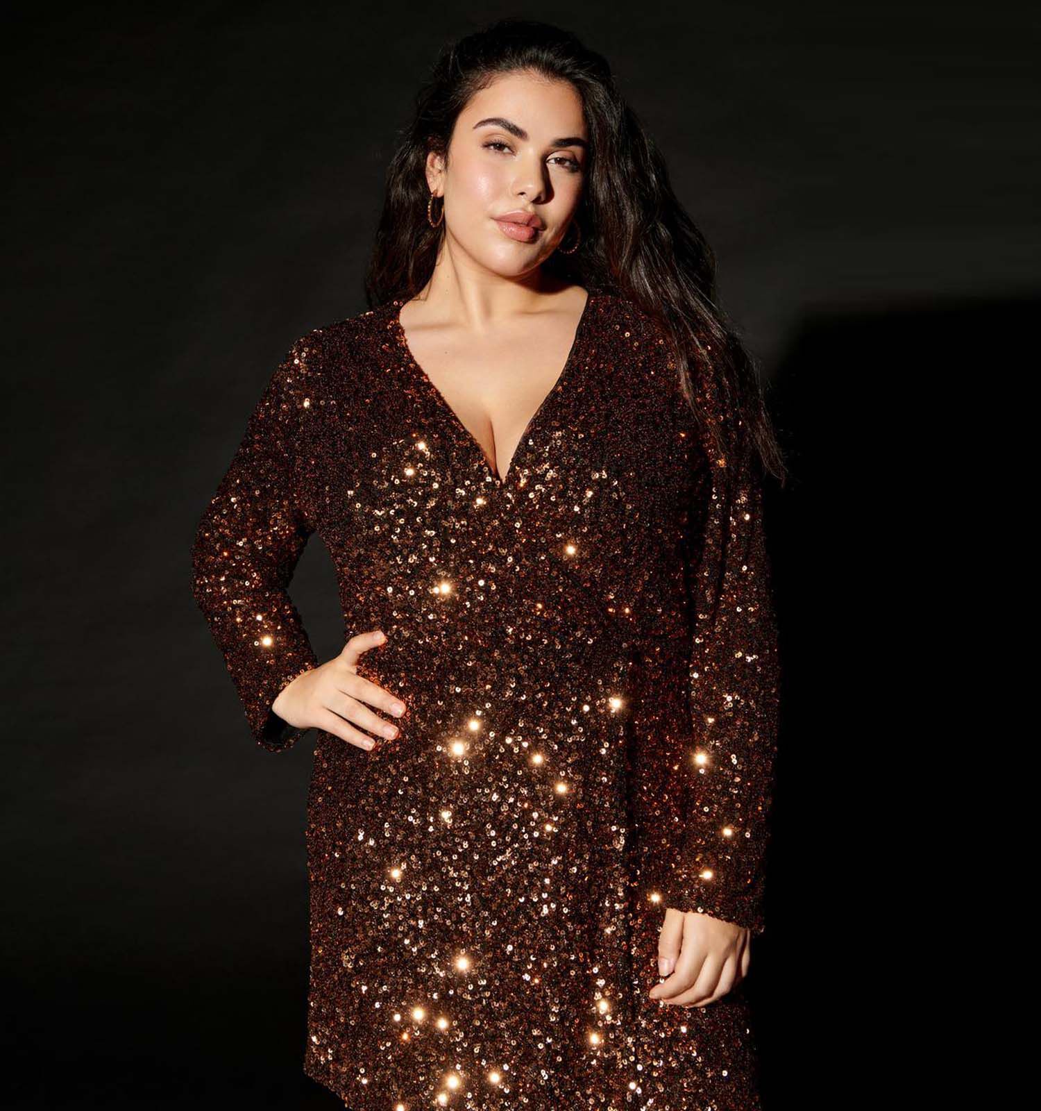 ONLY Carmakoma Sequins Robe de fete en Bronze Femmes Robes en ligne sur TORFS.BE