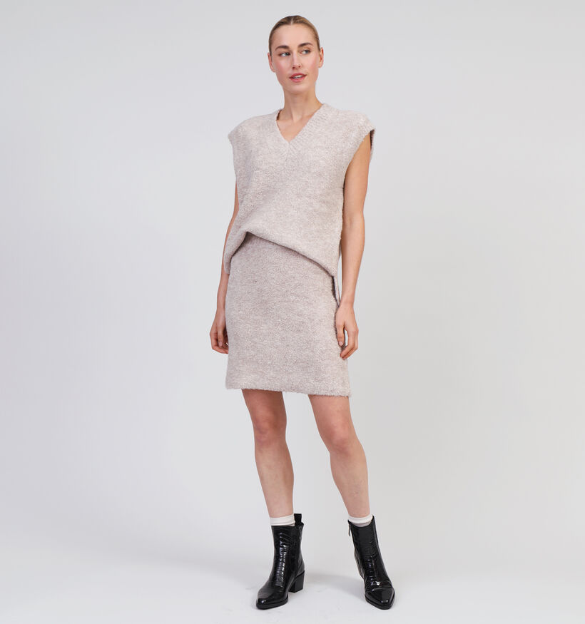 Vila Abby Jupe tricotée courte en beige pour femmes (349438)