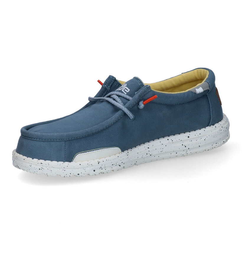 HEYDUDE Wally Washed Mocassins en Bleu en textile (303312)