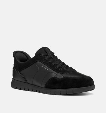 Geox Fast-In System Low Sneakers Zwart/Bruin