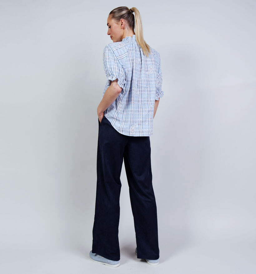 Orfeo Clery Blauwe Blouse Geruit voor dames (371921)