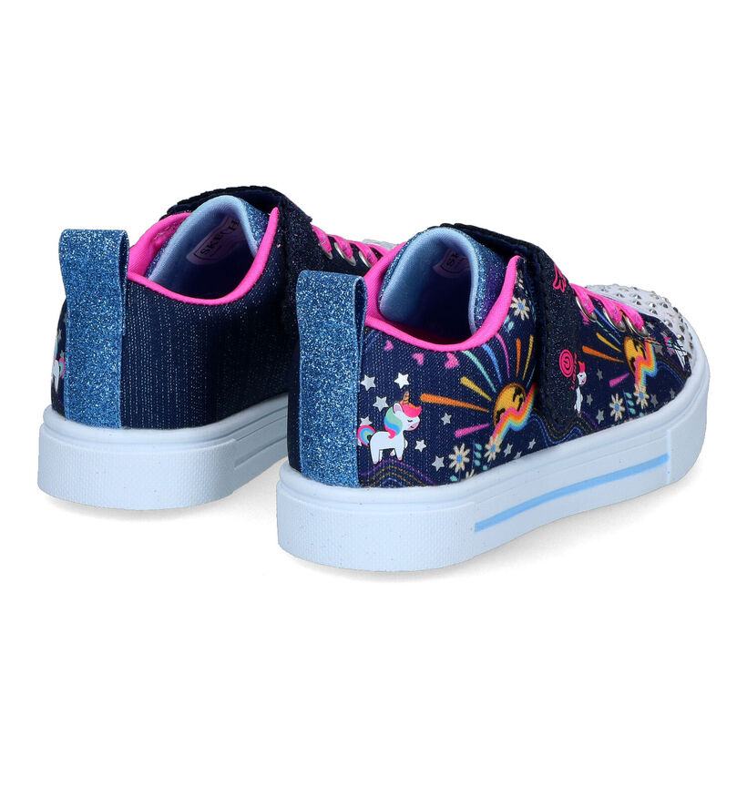 Skechers Twinkle Sparks Blauwe Sneakers voor meisjes (318198)