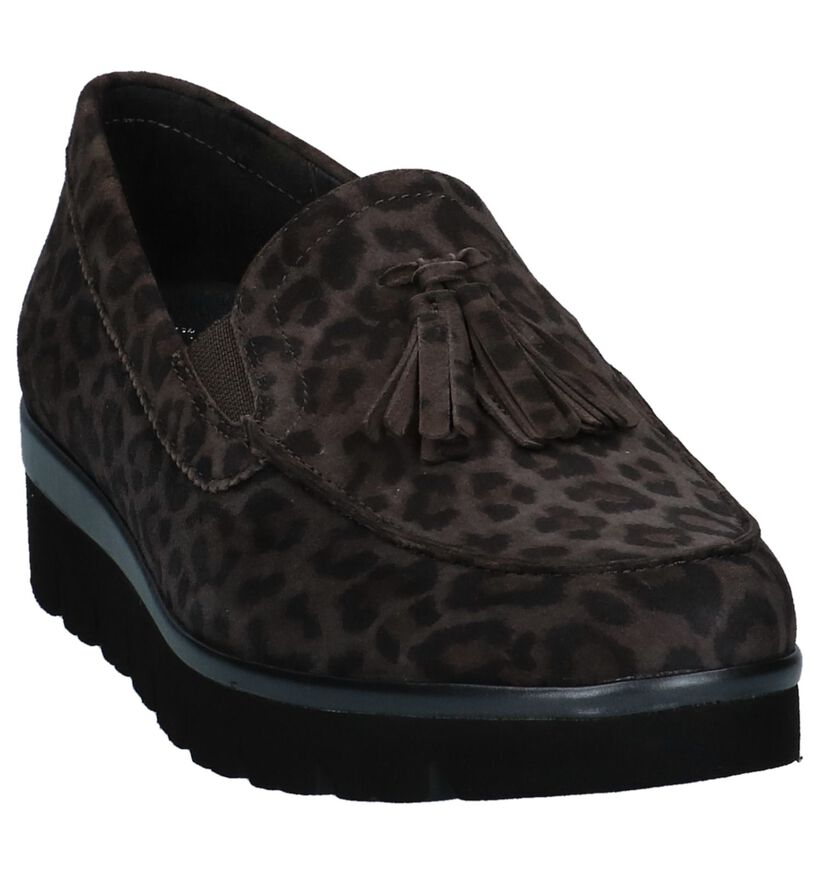 Bruine Gabor Mocassins met Luipaardprint in daim (231251)