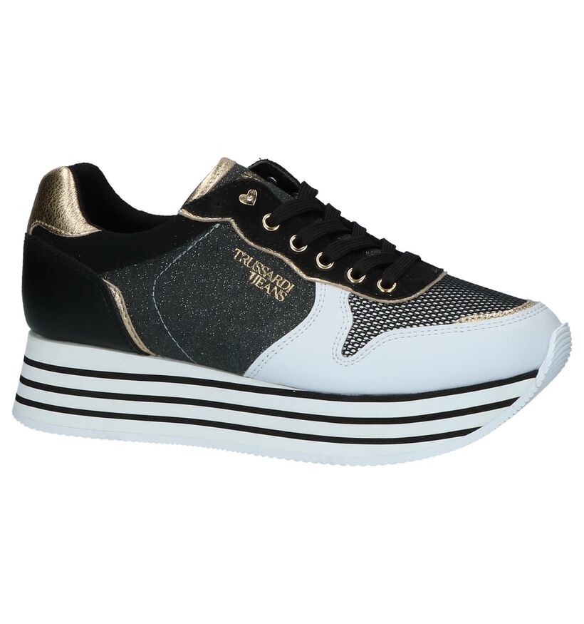 Zwart/Witte Sneakers Trussardi Jeans in stof (222382)