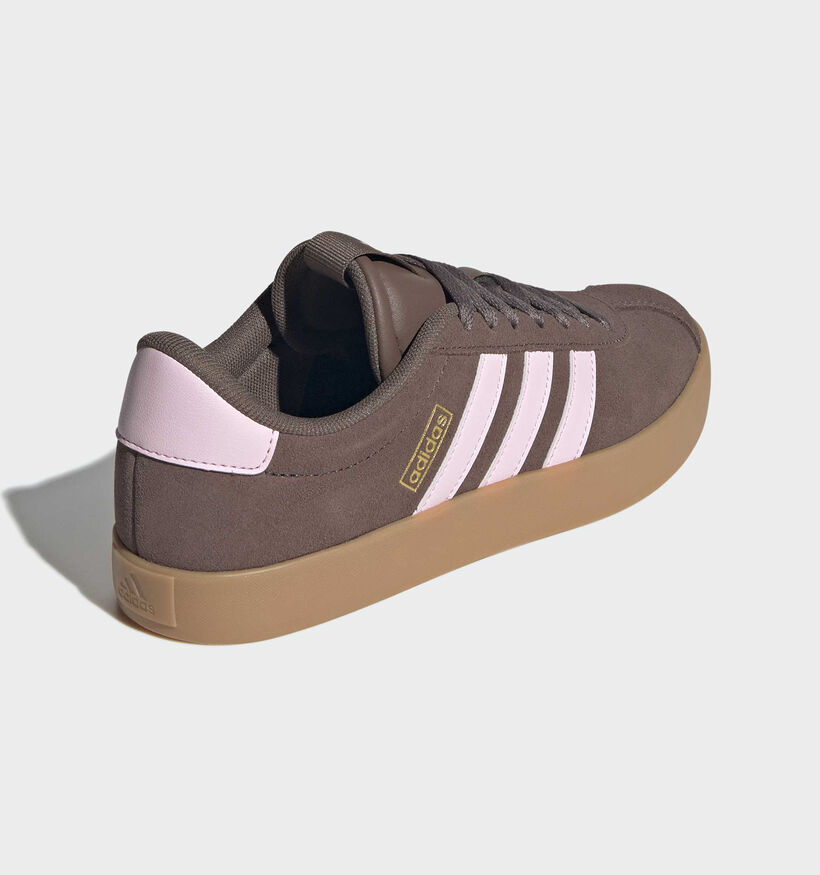 adidas VL Court 3.0 Donkerbruine/Roze Sneakers voor dames (372627) - geschikt voor steunzolen