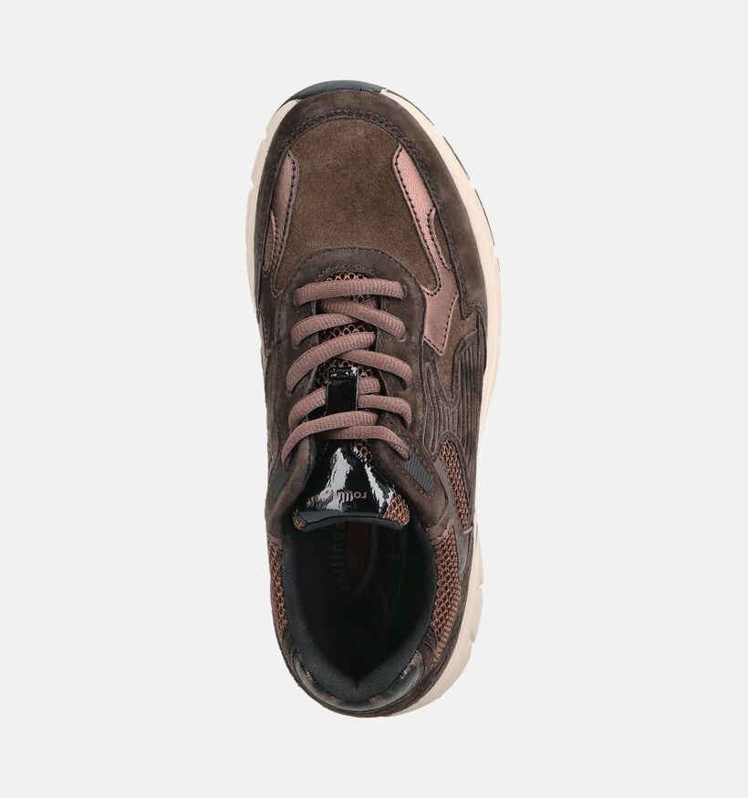 Gabor Rollingsoft Donkerbruine Sneakers voor dames (376950) - geschikt voor steunzolen