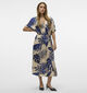 Vero Moda Vina Beige/Blauwe Kaftan jurk voor dames (358780)