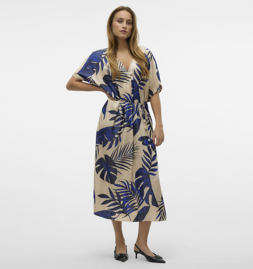 Vero Moda Vina Beige/Blauwe Kaftan jurk voor dames (358780)