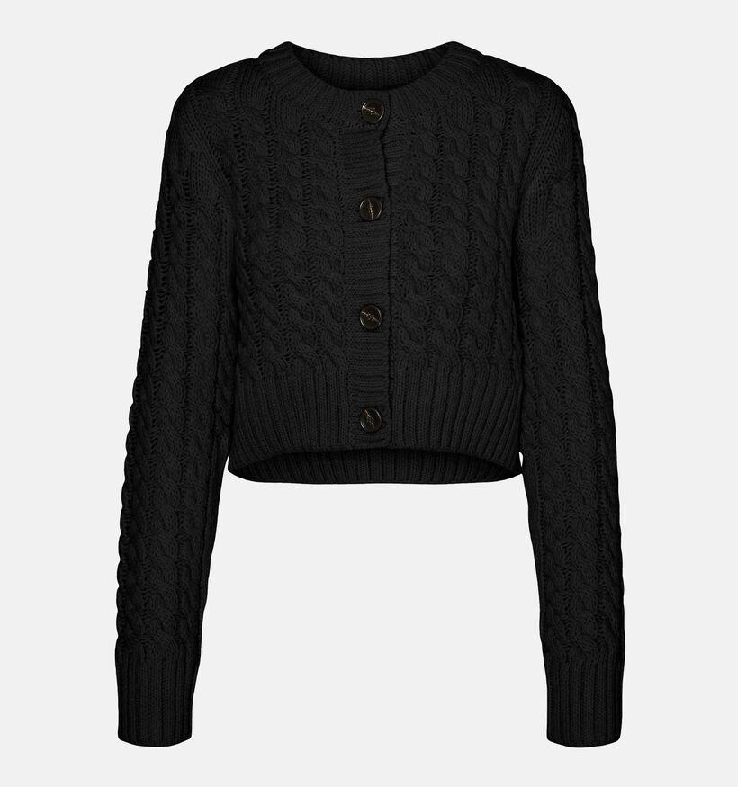 Vero Moda Mitzi Cardigan cropped avec boutons en Noir pour femmes (332603)