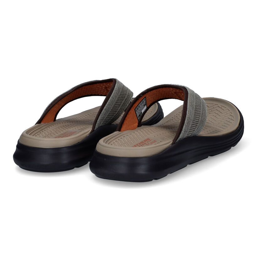 Skechers Relaxed Fit Sargo Point Vista Bruine Teenslippers in stof (306028)