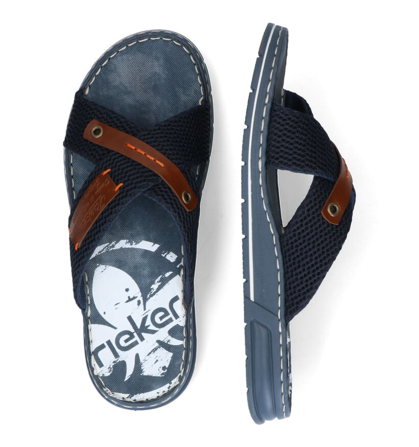 Rieker Blauwe Slippers in stof (308612)
