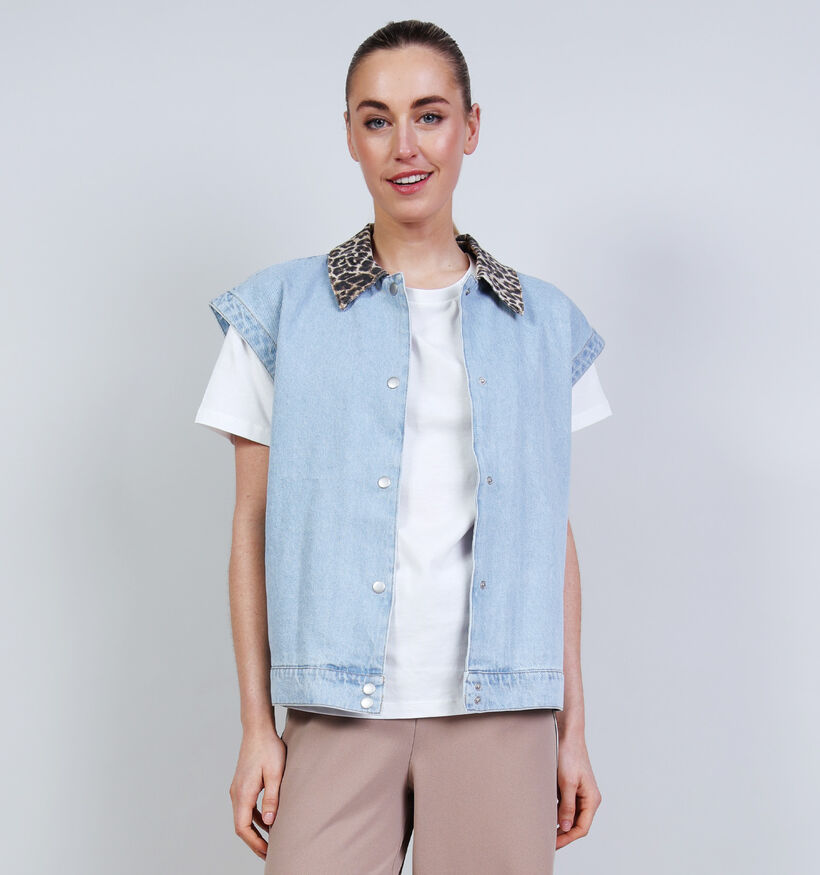 Pieces Breia Denim Blauwe Mouwloze Vest voor dames (369214)