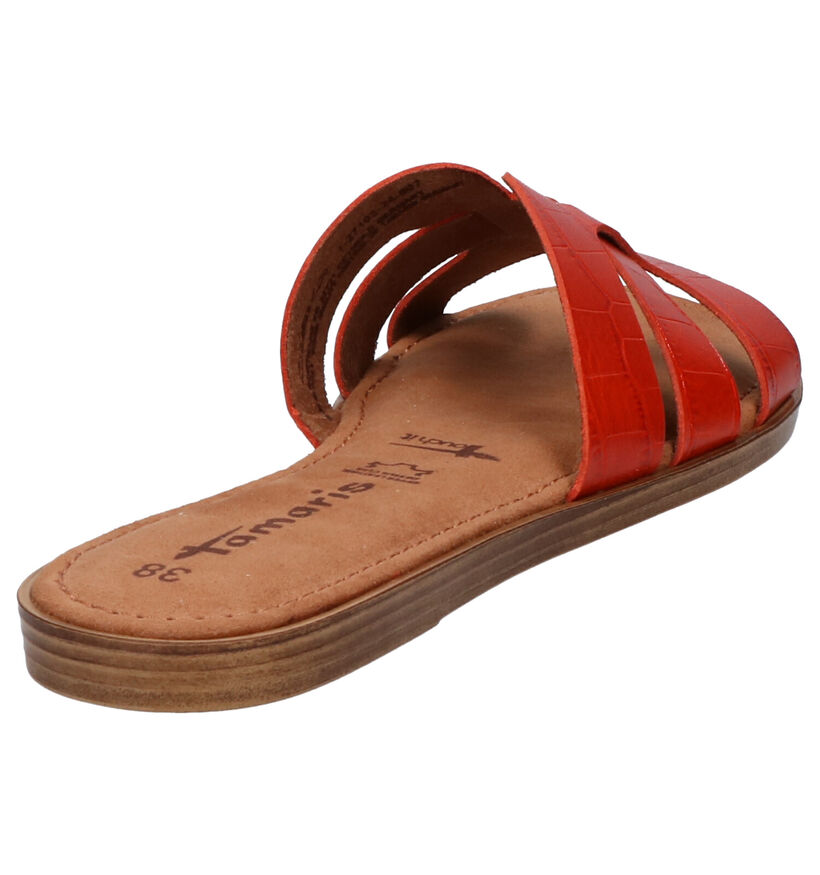 Tamaris Touch It Oranje Slippers in leer (270149)