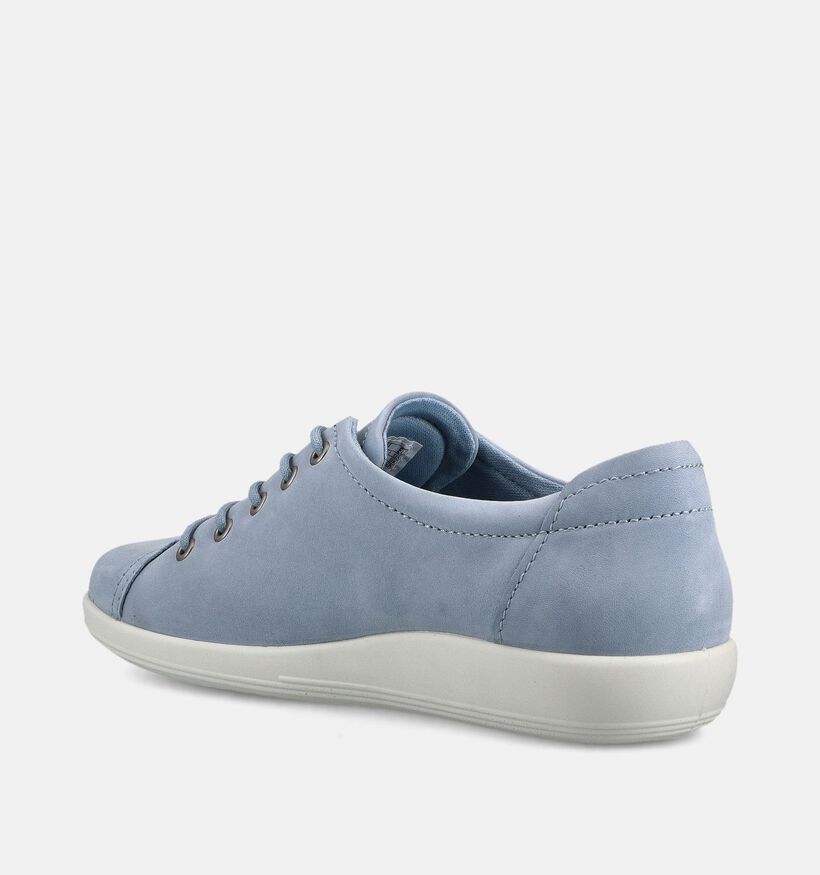 ECCO Soft 2.0 Lichtblauwe Veterschoenen voor dames (369790) - geschikt voor steunzolen