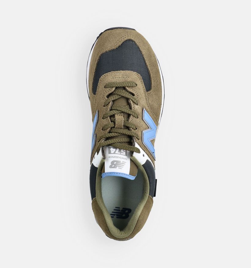 New Balance 574 Baskets en Vert pour hommes (366265) - pour semelles orthop&eacute;diques