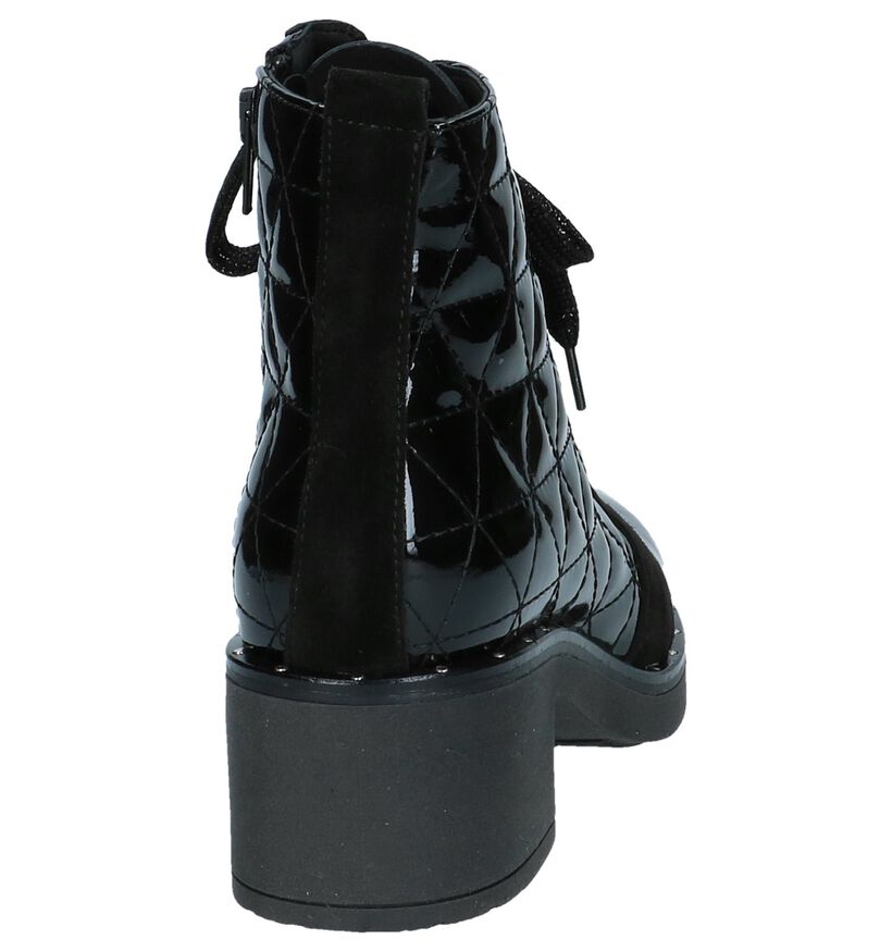 Tine's Zwarte Boots met Rits/Veter in lakleer (233951)