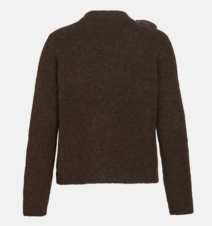 Vila Bows Highneck Detail Pull en Marron pour femmes (379759)