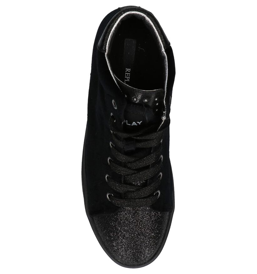 Zwarte Replay Sneakers met Sleehak, , pdp