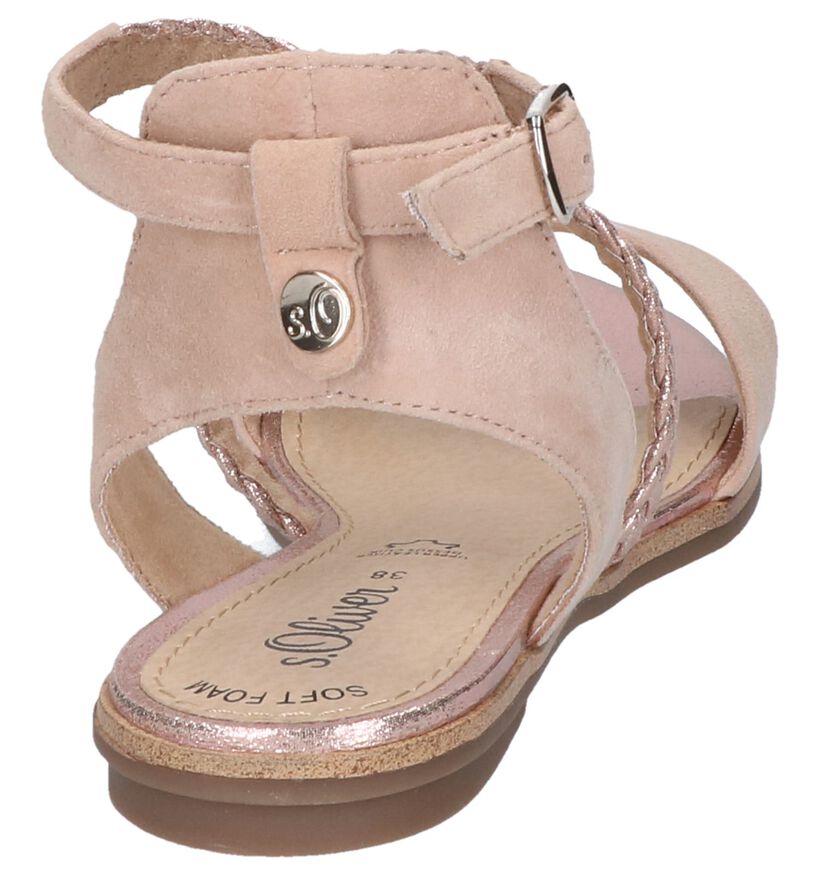 s.Oliver Sandales plates en Or rose en simili cuir (242490)