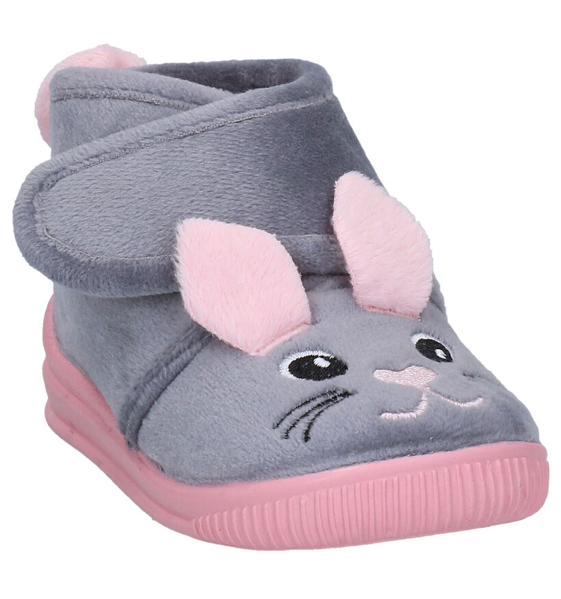 Milo & Mila Grijze Pantoffels in stof (283930)