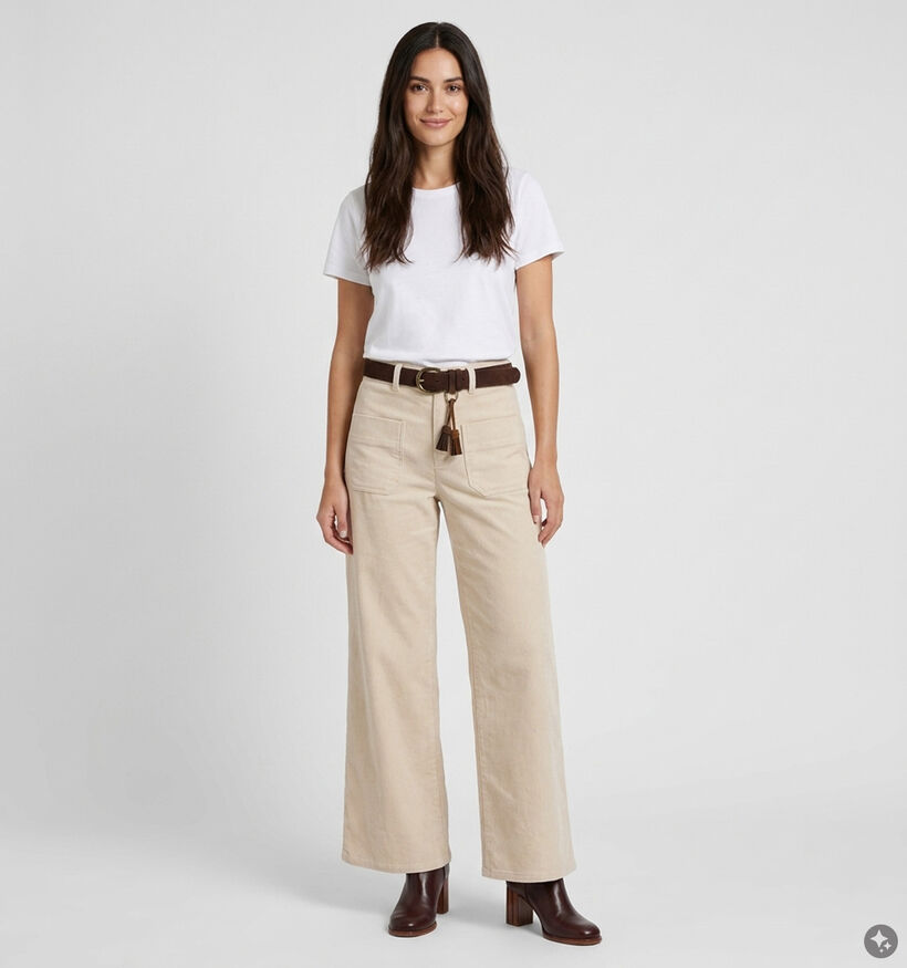 Orfeo Canelle Pantalons classiques en Ecru pour femmes (381655)