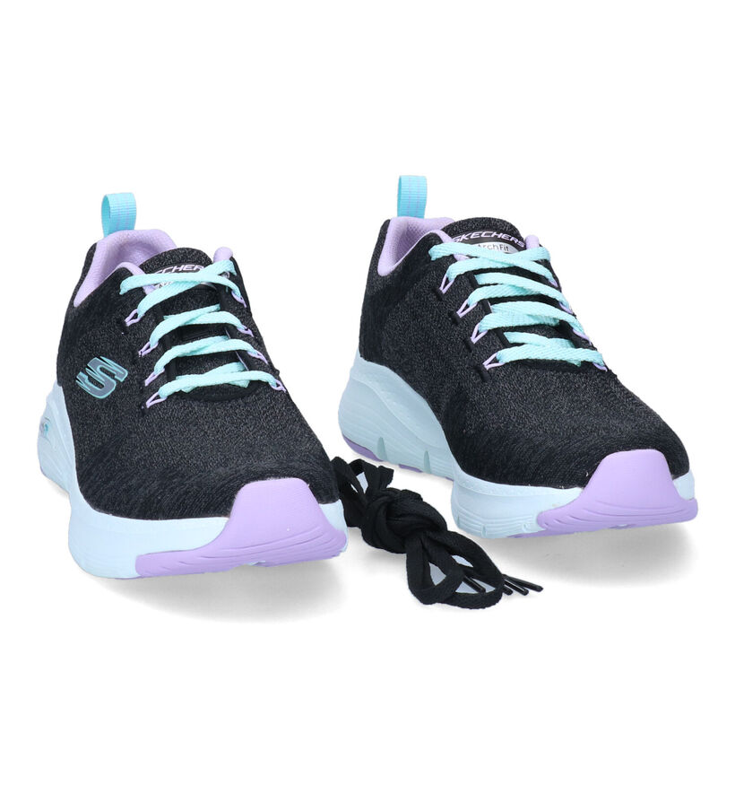 Skechers Arch Fit Comfy Wave Blauwe Sneakers in stof (310701)