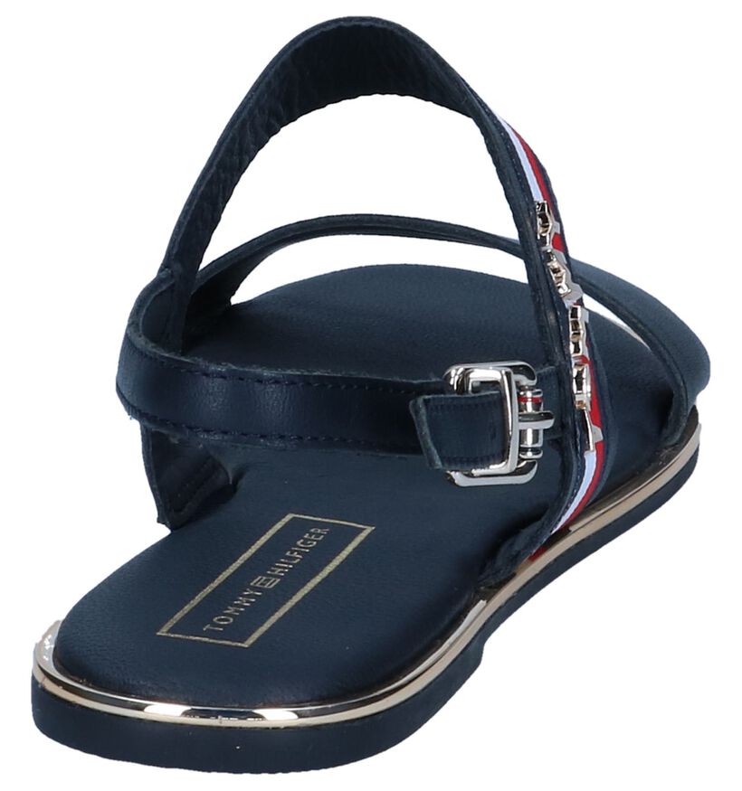 Tommy Hilfiger Sandales plates en Bleu foncé en cuir (241780)