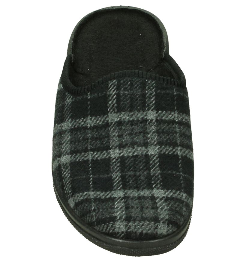 Slippers Comfort Pantoufles ouvertes en Gris foncé en textile (206078)
